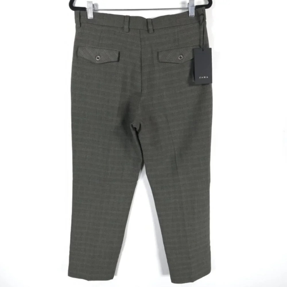 NWT ZARA Plaid Dress‎ Pants with Pockets 0706/451/505 Size 31
